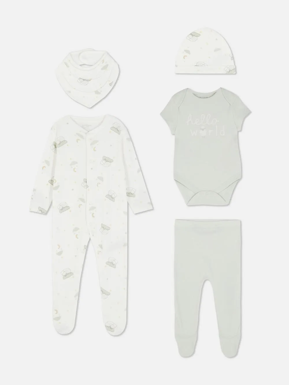 Starterset mit Schafmotiv für Neugeborene, 5-teilig