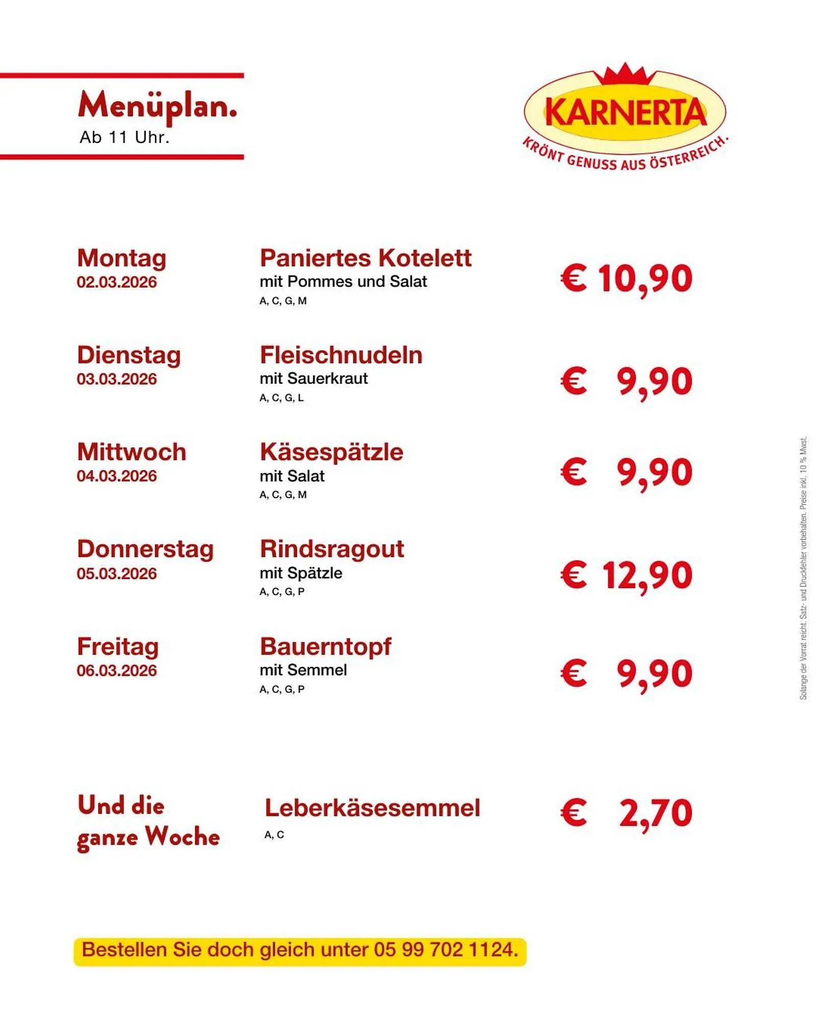 Karnerta Flugblatt von 1. März bis 7. März 2026 - Flugblätt seite 1