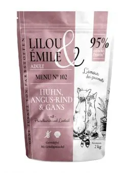 Lilou & Émile mit Angus-Rind, Gans und Huhn für Katzen 2 kg