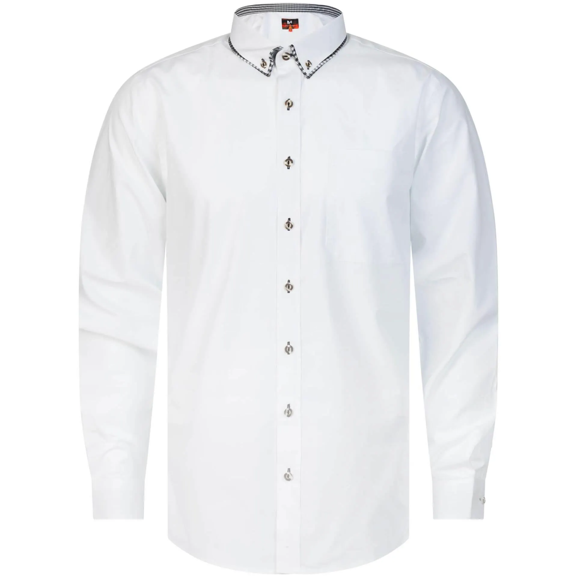 Herren Hemd "Jakob", Weiß, mit Doppelkragen in Karo Schwarz-Weiß