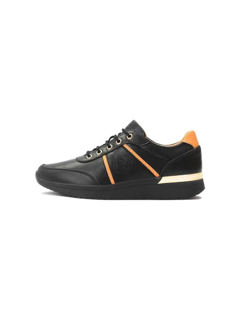 Schwarze Damen-Turnschuhe mit orangefarb