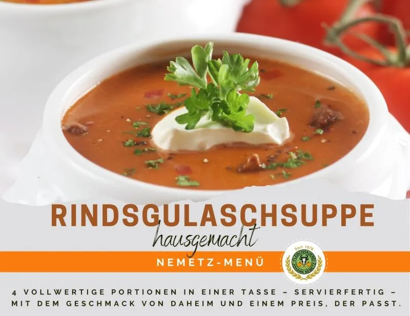 Hausgemachtes Menü Rind Gulaschsuppe