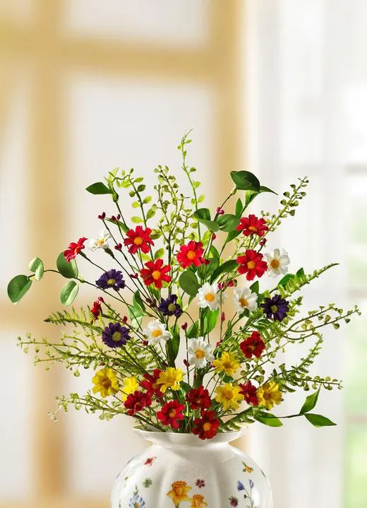 Blütenstrauß aus Kunst und Textilmaterial, 2er-Set