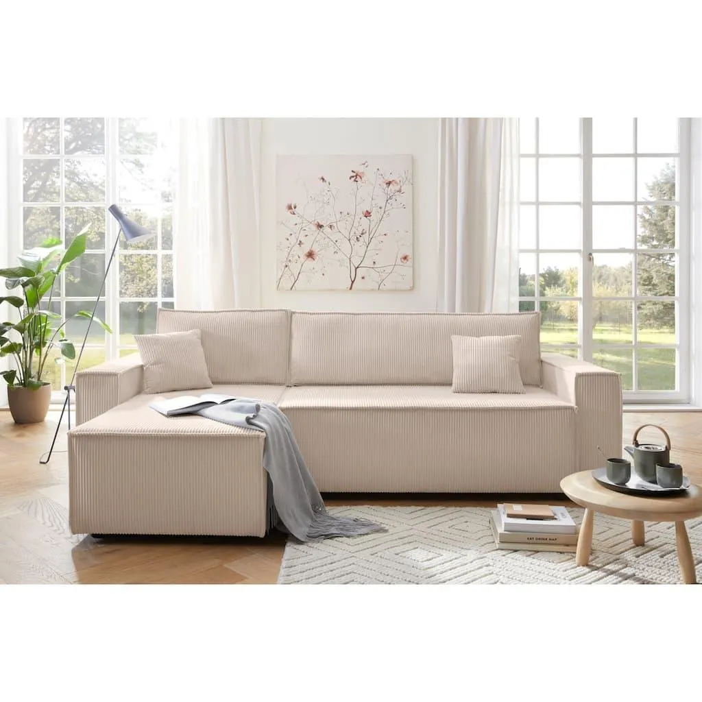 OTTO home Ecksofa »CASSI L-Form, 241cm - OTTO. Verlässliche Qualität.« Schlaffunktion (133/200), Boxspring, Bettkasten, Cord, Unser Tiefpreis
