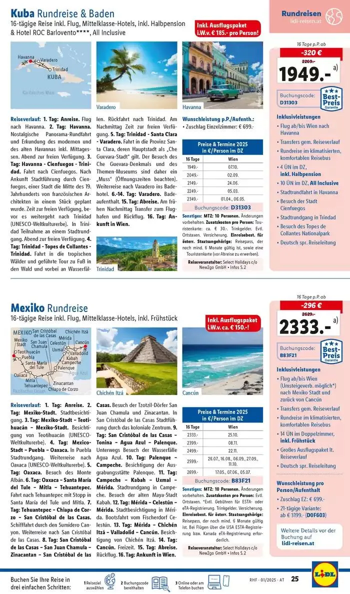 Aktuelle Reiseprospekte Hauptprospekt Jänner von 30. Dezember bis 31. Jänner 2025 - Flugblätt seite  25