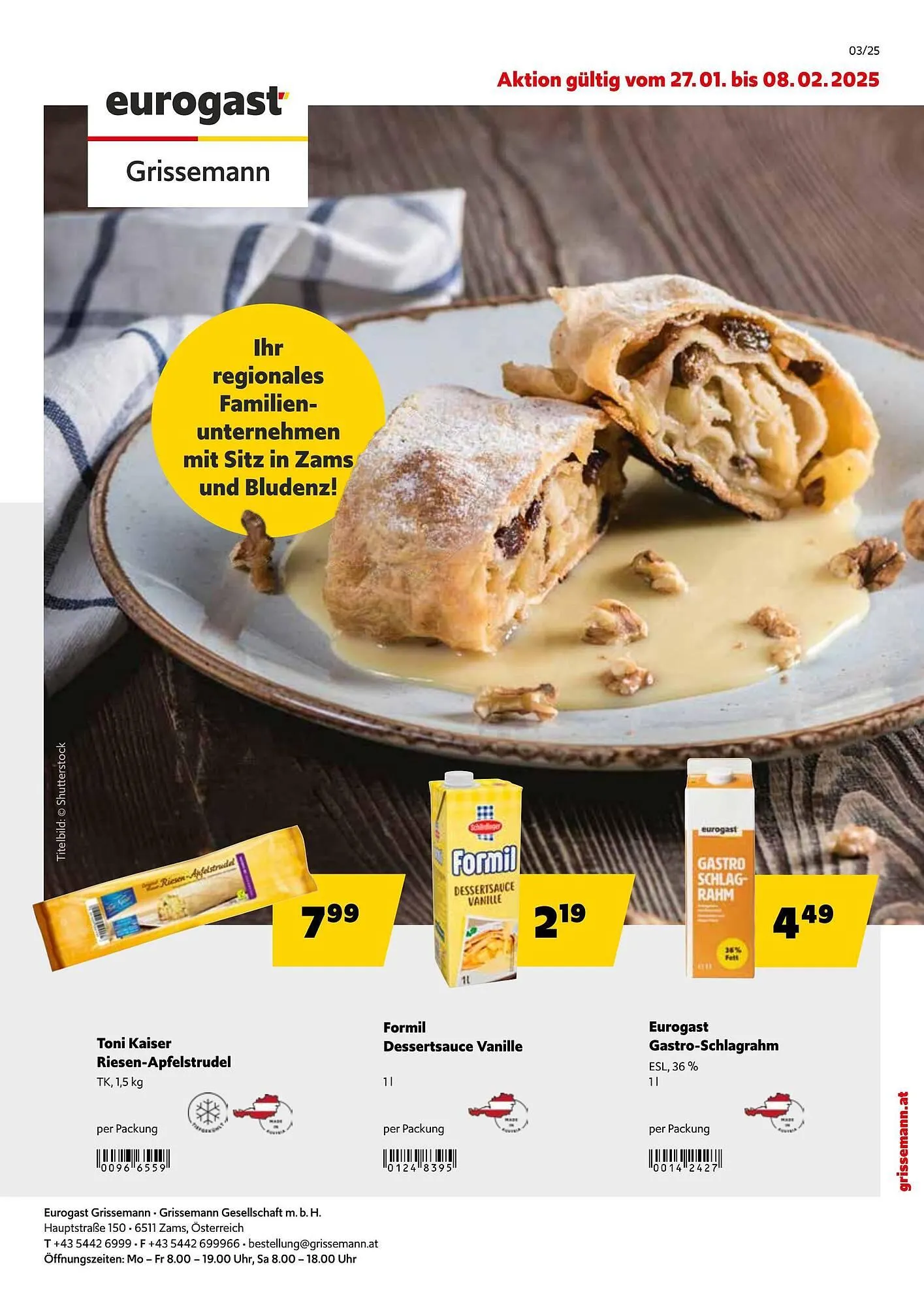 Eurogast Grissemann Flugblatt von 27. Jänner bis 8. Februar 2025 - Flugblätt seite 1