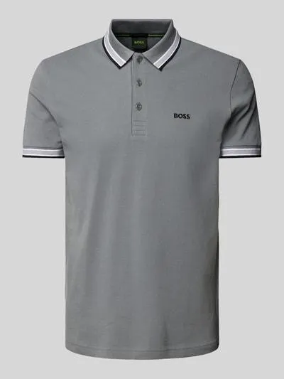 Regular Fit Poloshirt mit Label-Stitching Modell 'PADDY' in anthrazit