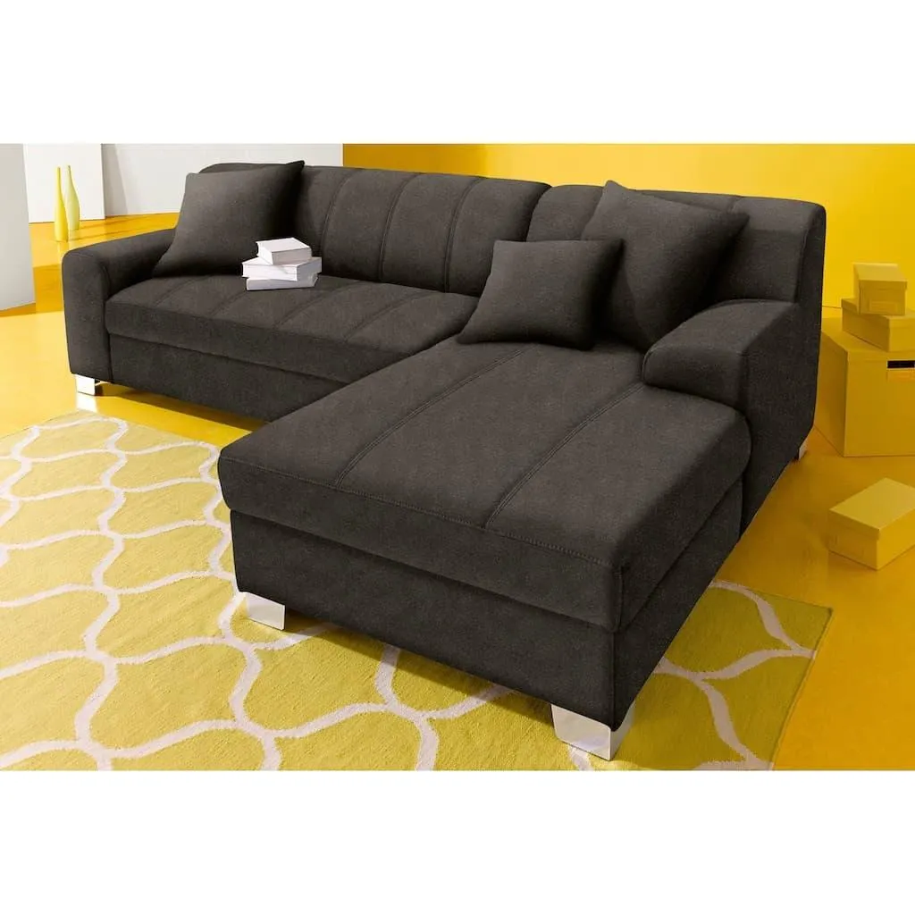 DOMO collection Ecksofa »TURAH 239x152 cm, inkl. Zierkissen, moderne Steppung« wahlw. mit Bettfunktion, L-Form, Unser Dauertiefpreis
