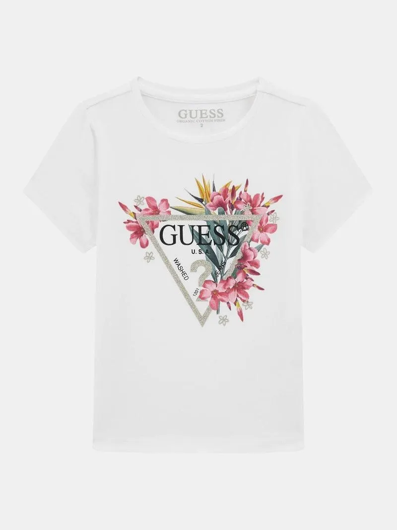 Camiseta elástica logotipo flores