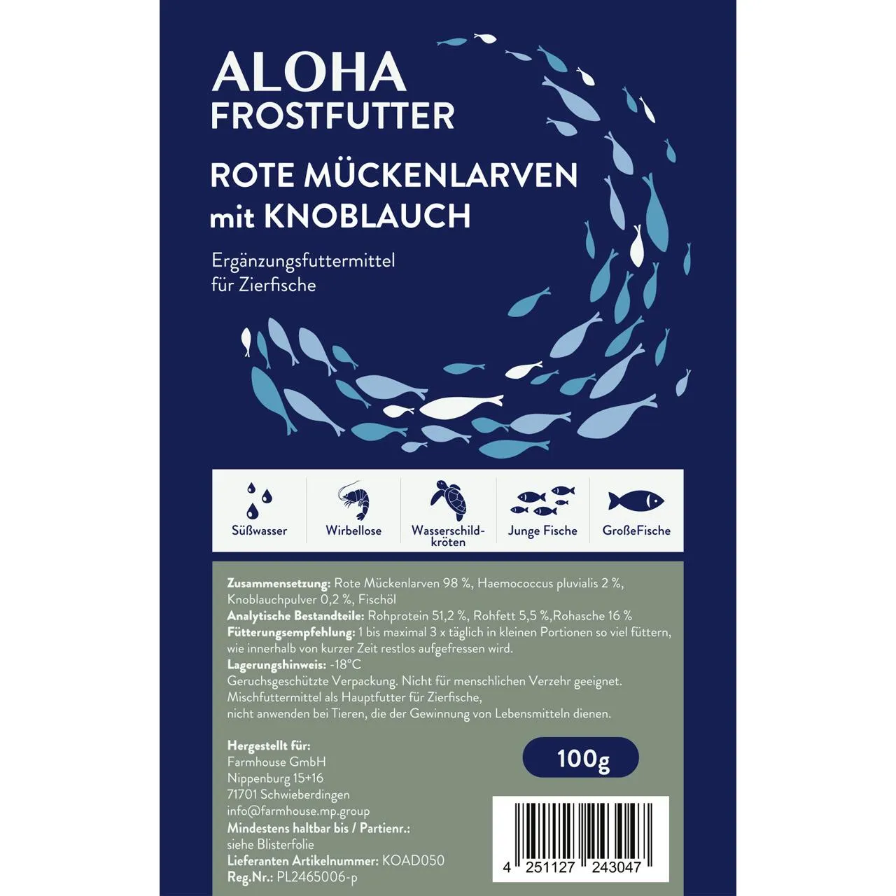 ALOHA Rote Mückenlarven Knoblauch BLISTER 100 g