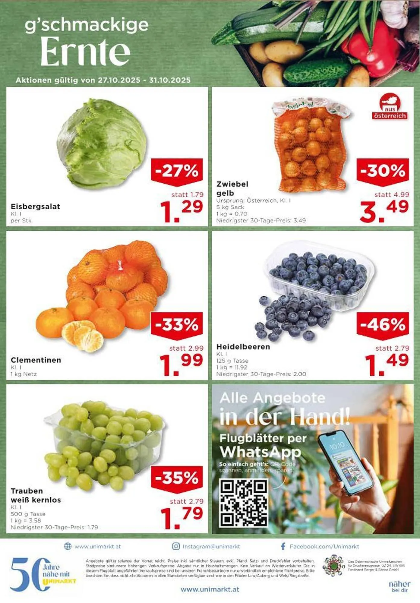 Unimarkt Flugblatt von 29. Oktober bis 4. November 2025 - Flugblätt seite  16