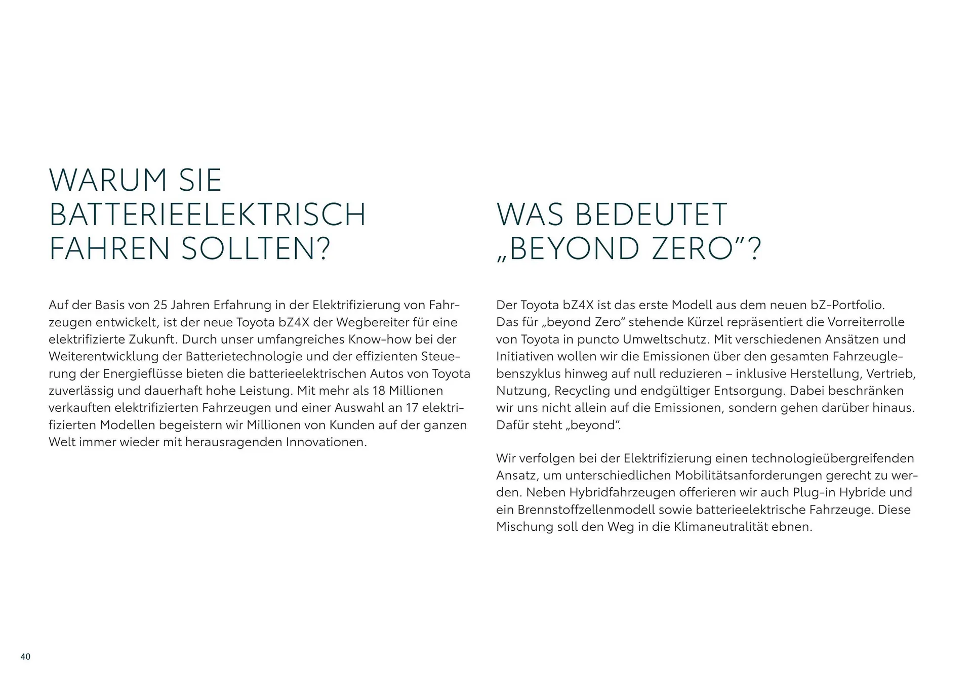 Toyota bZ4X Flugblatt von 11. Juli bis 9. Jänner 2025 - Flugblätt seite  40