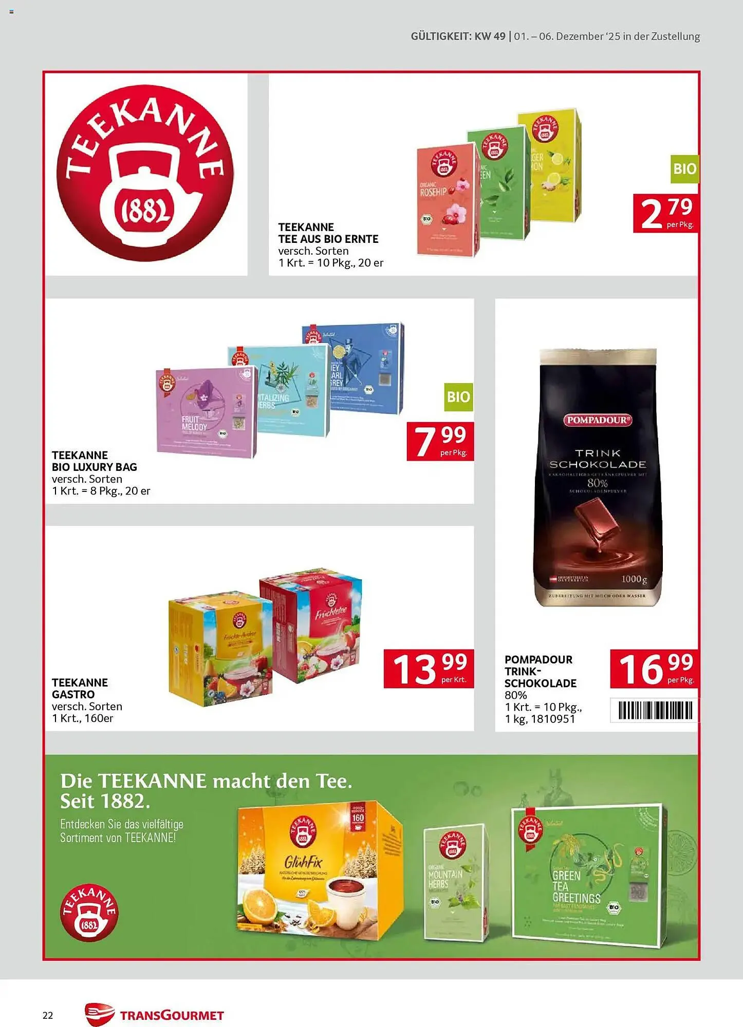 Transgourmet Flugblatt von 1. Dezember bis 6. Dezember 2025 - Flugblätt seite 22