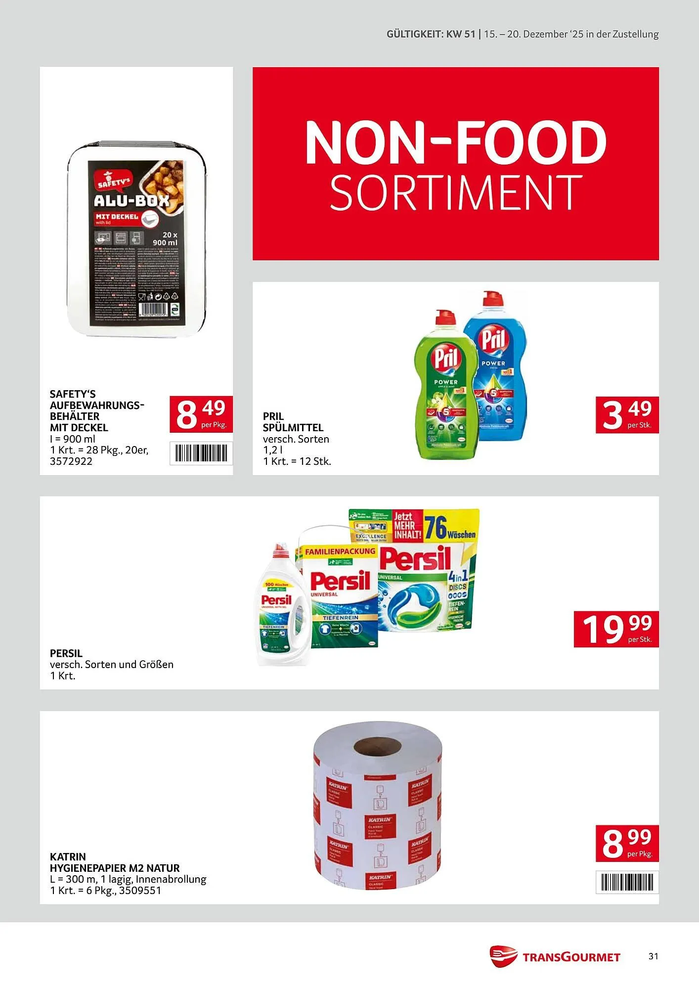 Transgourmet Flugblatt von 15. Dezember bis 20. Dezember 2025 - Flugblätt seite  31