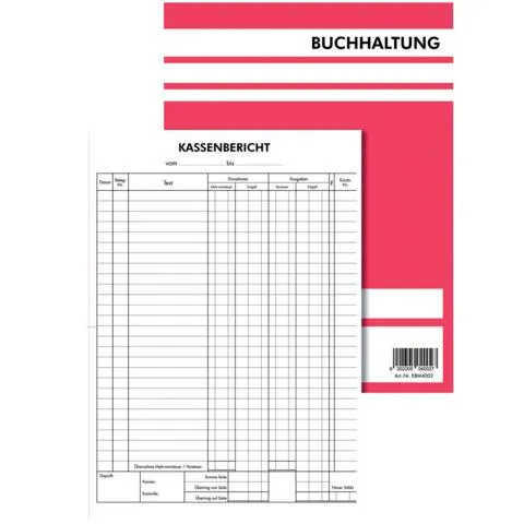 Kassabuch A4 hoch 2x50Blatt - mit MWSt Durchschreibepapier KBM 4002