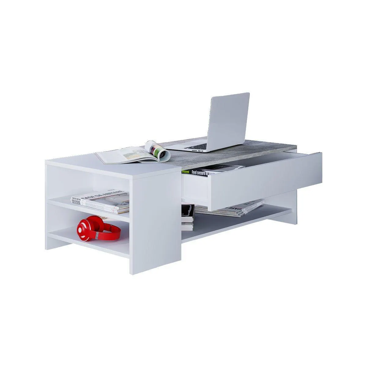 Couchtisch Tindus weiß/Buche