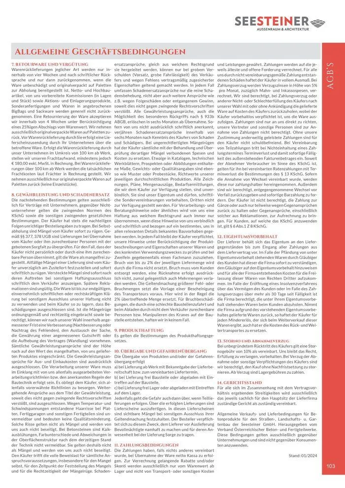 Preis Liste 2024 von 31. Mai bis 31. Dezember 2024 - Flugblätt seite 105