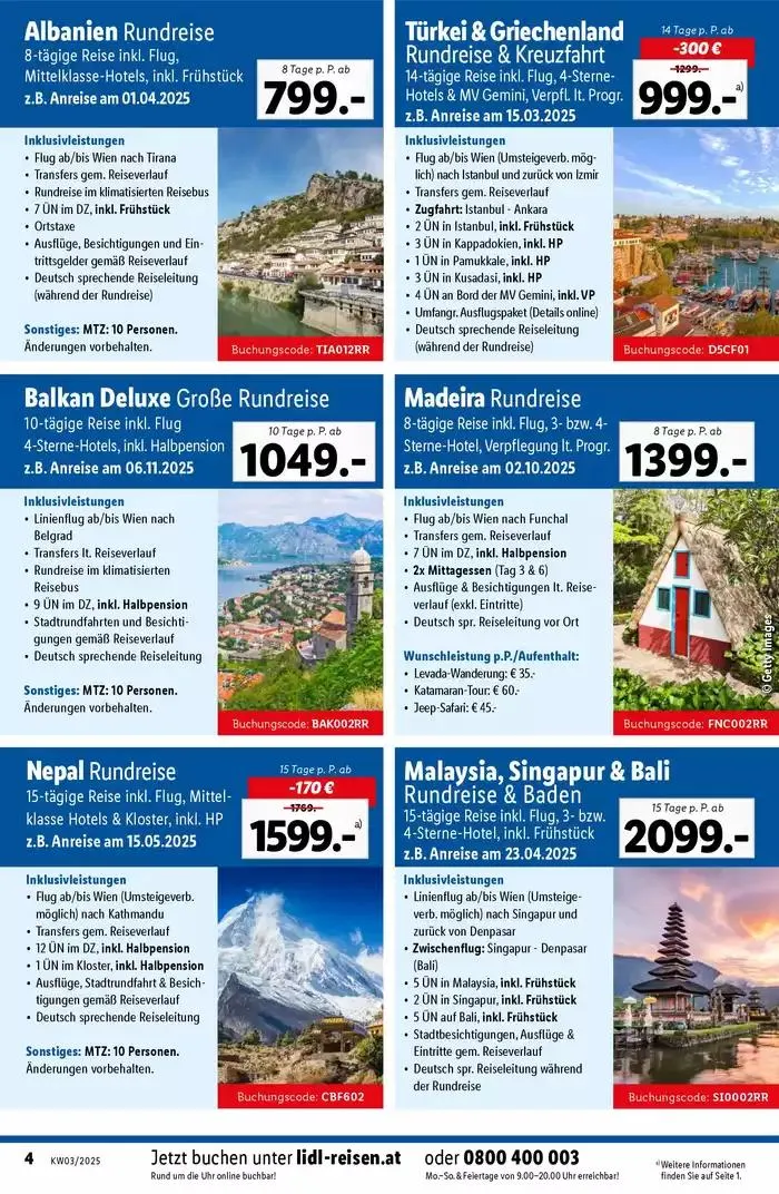 Aktuelle Reiseprospekte Lidl Reisen von 13. Jänner bis 16. Februar 2025 - Flugblätt seite  4