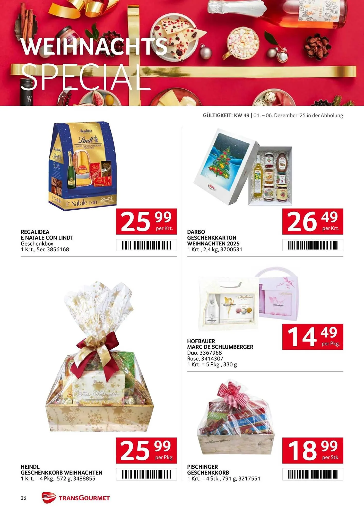 Transgourmet Flugblatt von 1. Dezember bis 7. Dezember 2025 - Flugblätt seite  26