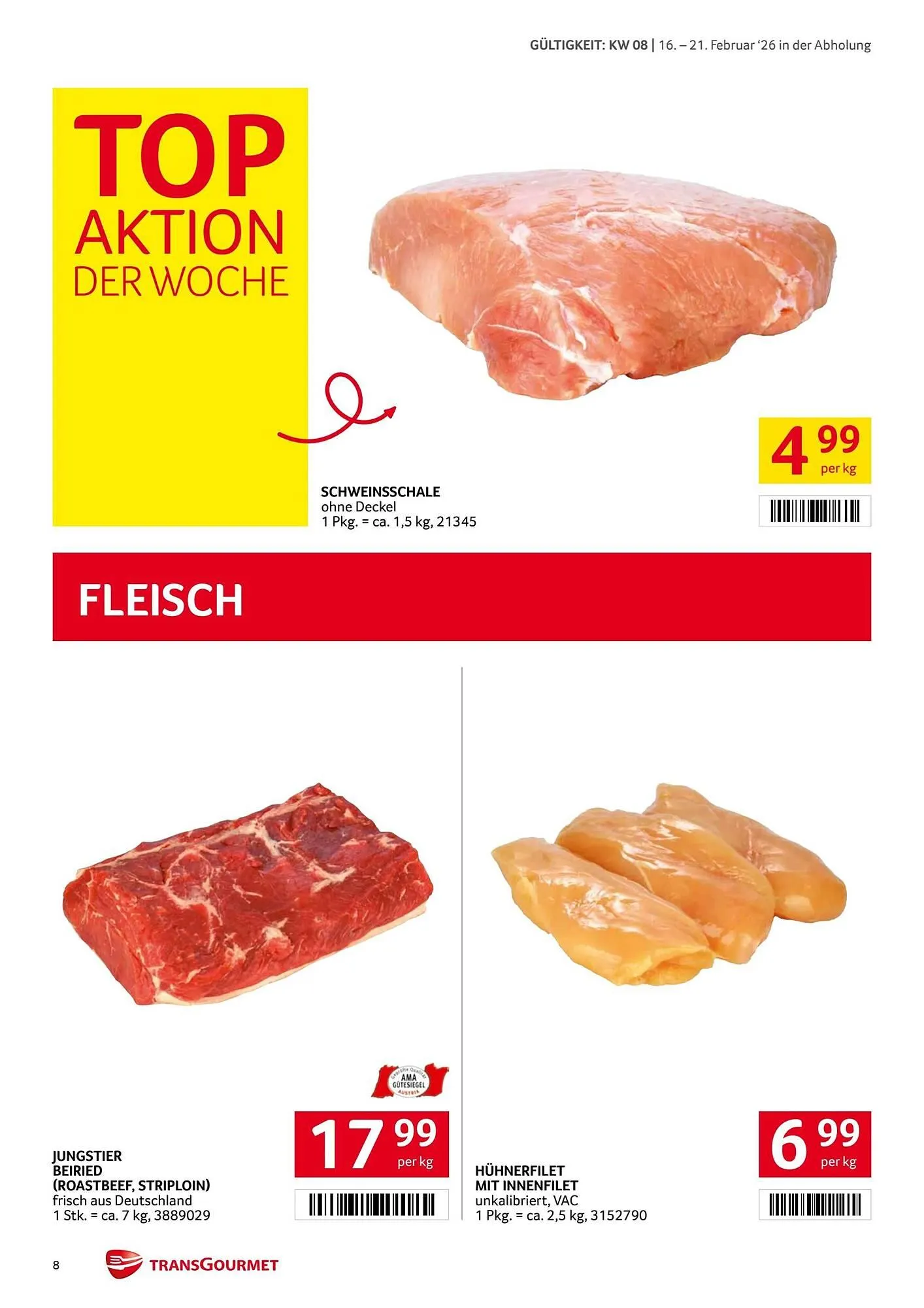 Transgourmet Flugblatt von 16. Februar bis 22. Februar 2026 - Flugblätt seite  8
