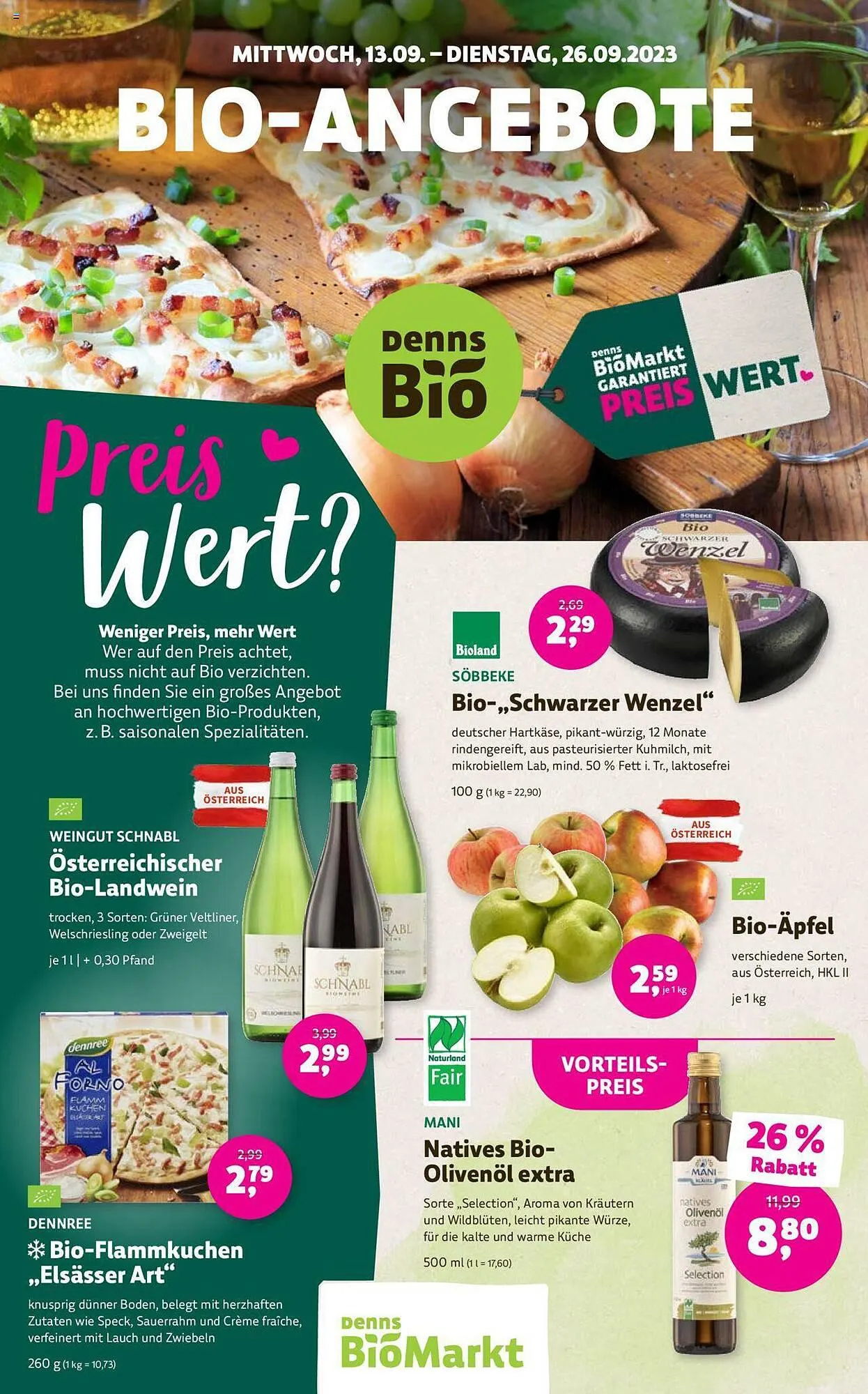 Denn's Biomarkt Flugblatt von 13. September bis 26. September 2023 - Flugblätt seite  1