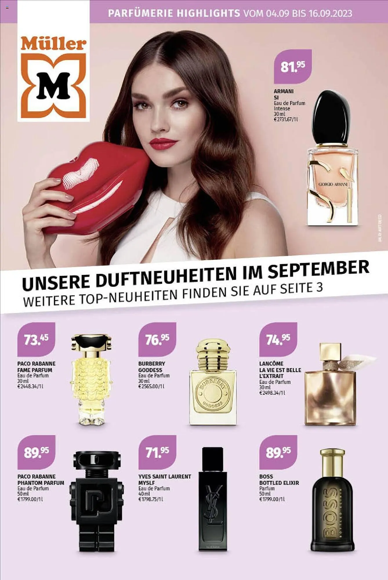 Müller Flugblatt von 4. September bis 16. September 2023 - Flugblätt seite  1