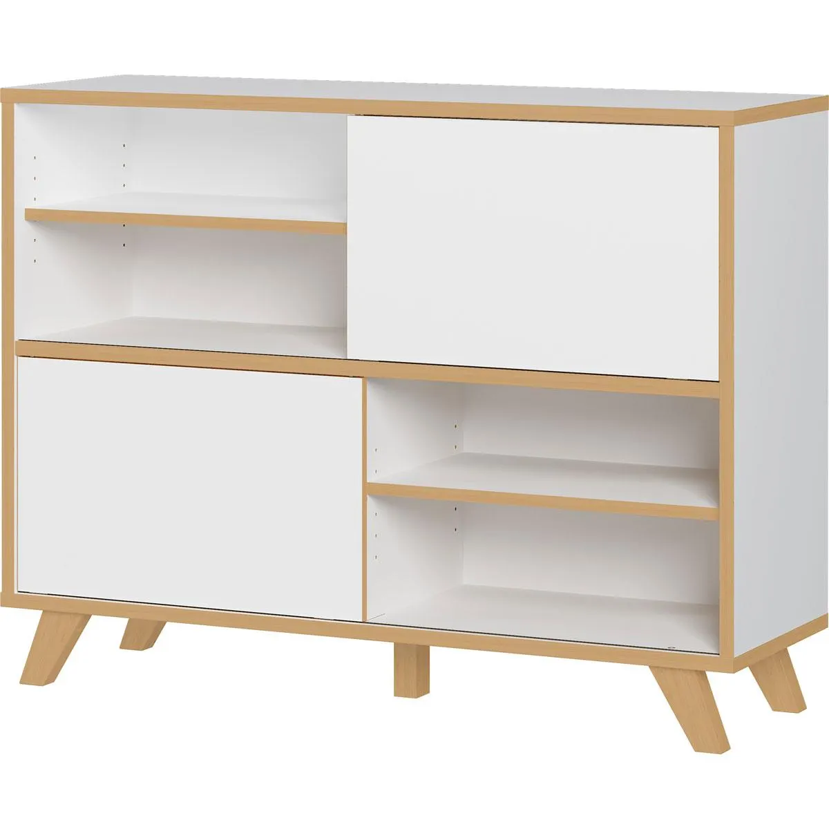 Schiebetürregal 120 x 92 x 40 cm weiß/Navarra Eiche