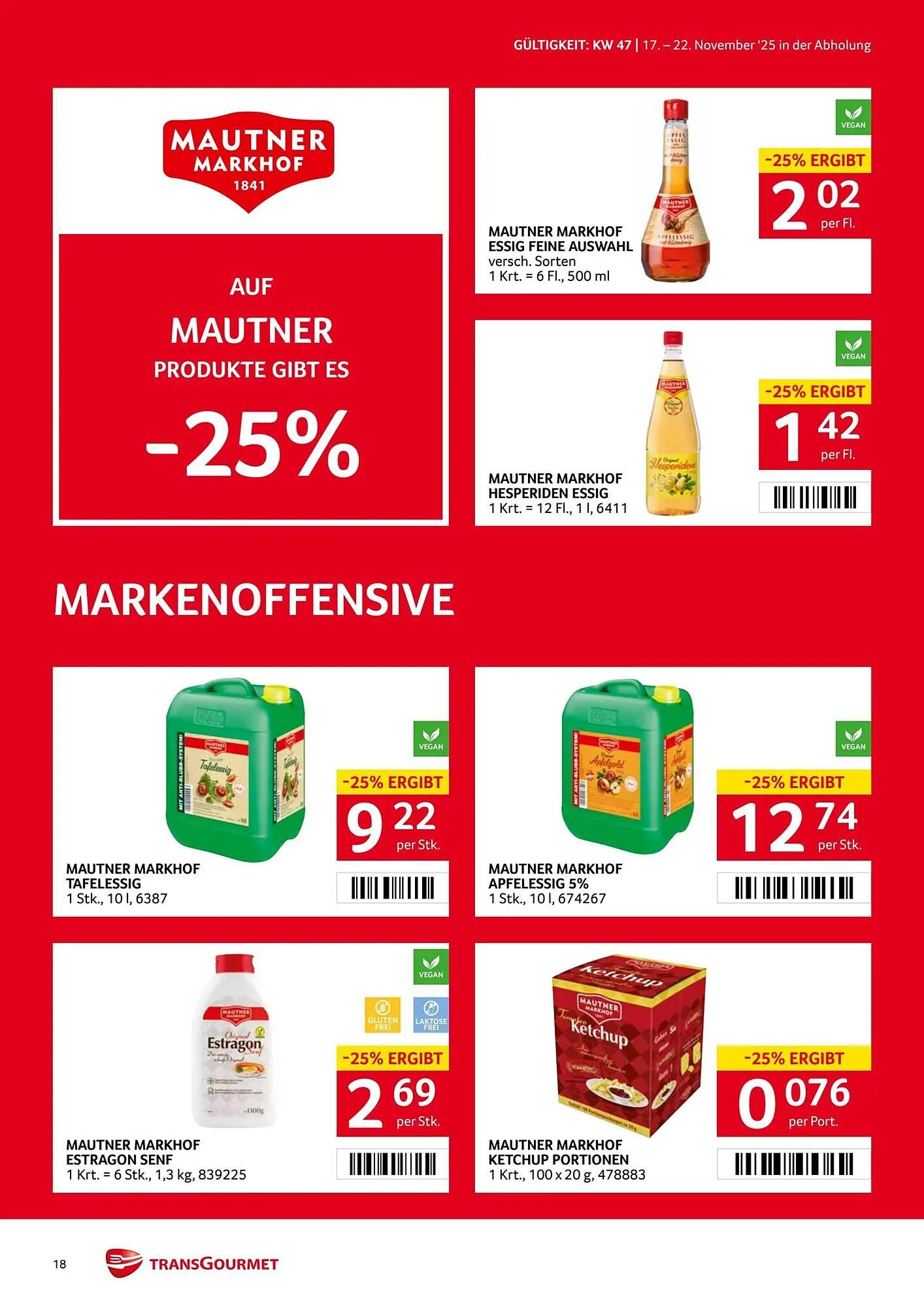Transgourmet Flugblatt von 17. November bis 23. November 2025 - Flugblätt seite 18