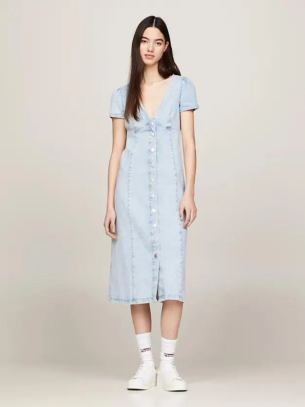 Fit-and-Flare-Midikleid aus Denim