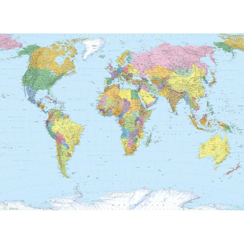 Komar Fototapete »World Map - Größe 270 x 188 cm« bedruckt glatt Wohnzimmer, Schlafzimmer