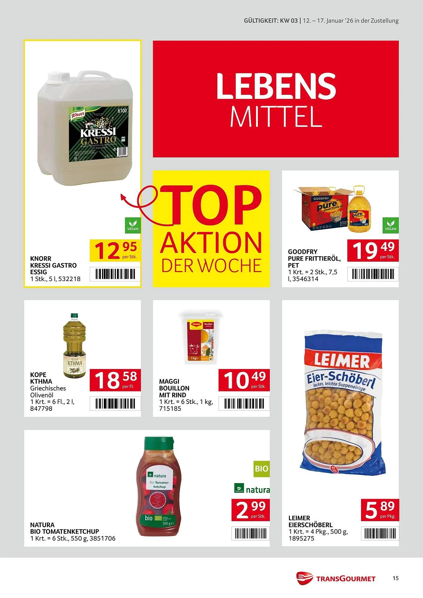Transgourmet Flugblatt von 12. Jänner bis 17. Jänner 2026 - Flugblätt seite 15