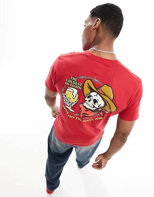 Vans coldest in town t-shirt with back print in chilli pepper