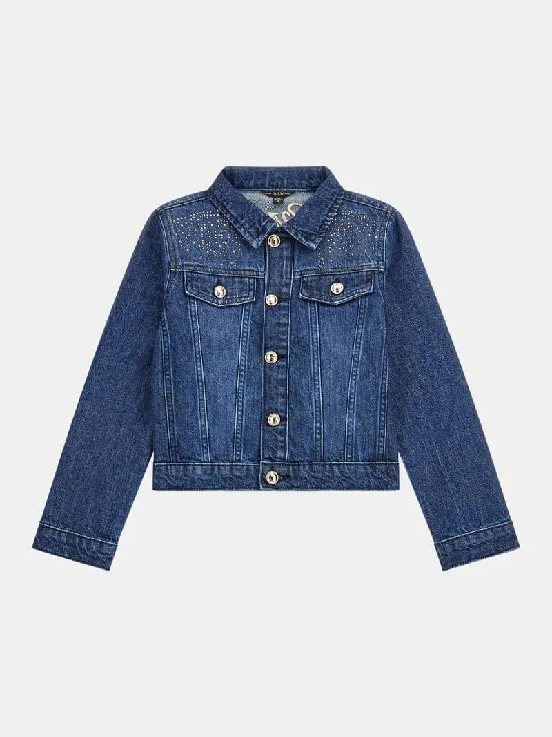 Jeansjacke glitzer-logo hinten