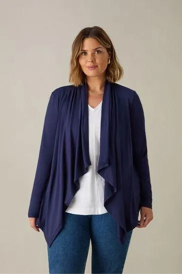 Live Unlimited Curve Jersey-Strickjacke mit Wasserfallausschnitt