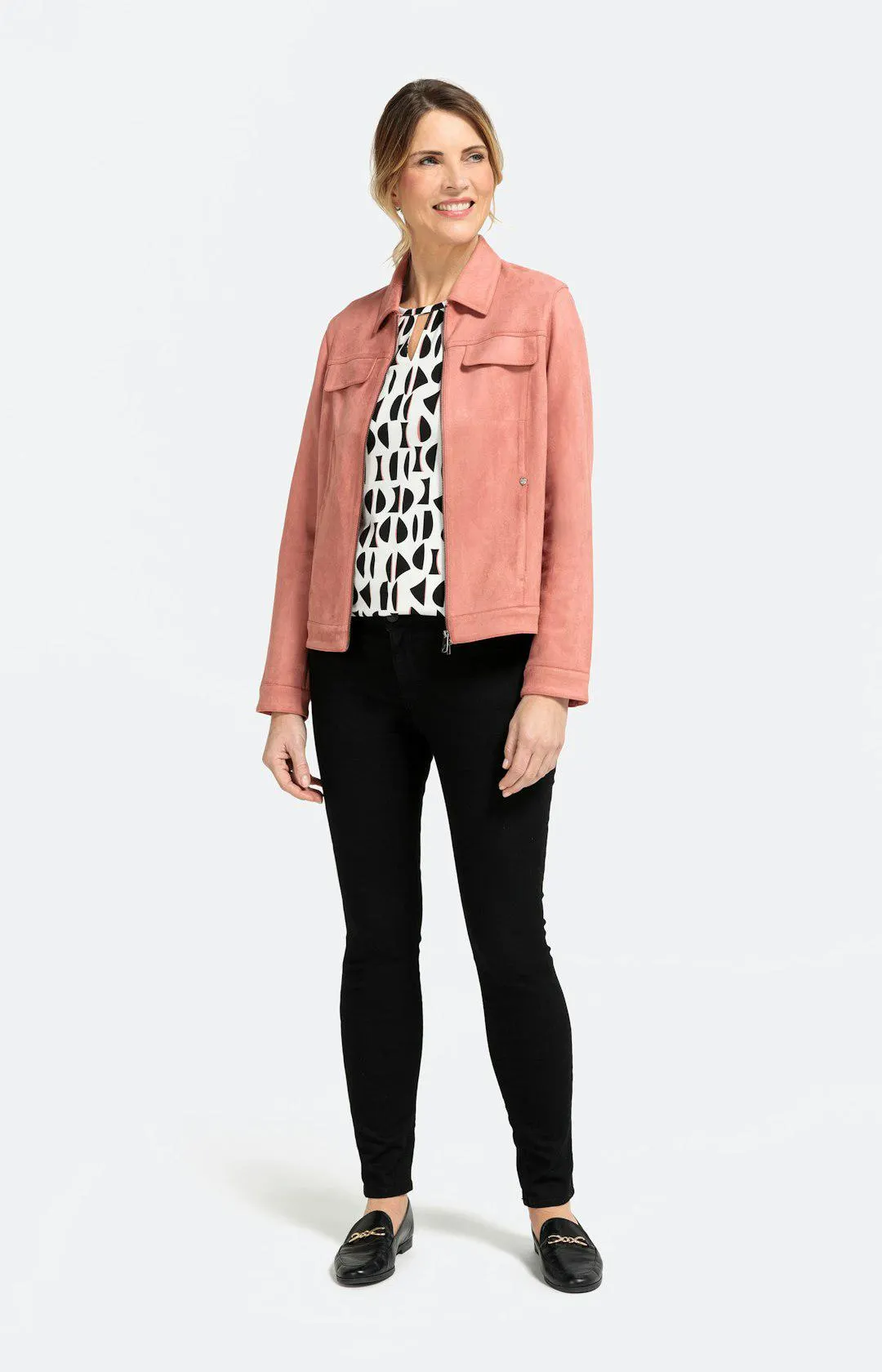 Jacke in Velourslederoptik