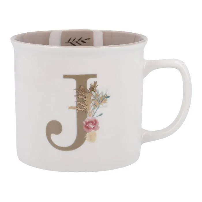 Becher Buchstabe/Blumen, J, 390 ml