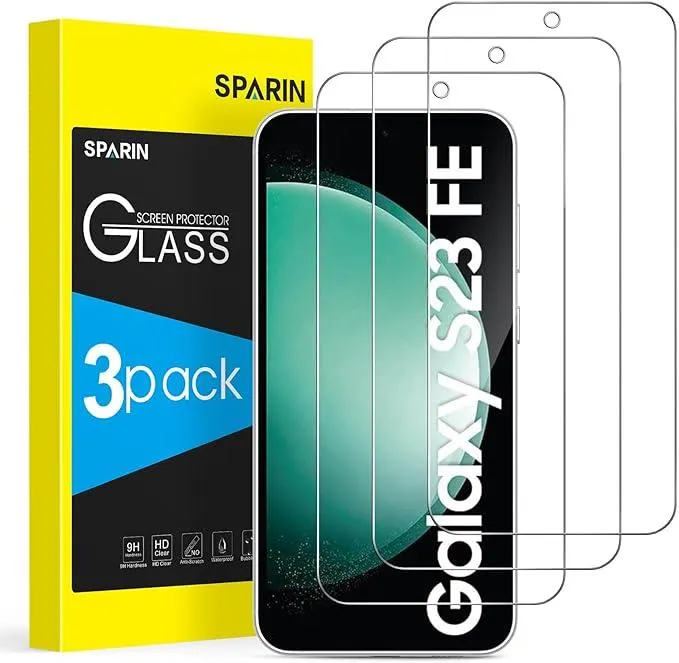 SPARIN 3 Stück Panzer Schutz Glas für Samsung Galaxy S23 FE, 6,4 zoll, HD-Klar Displayschutzfolie, Frei von Kratzern, Ultrabeständig Folie