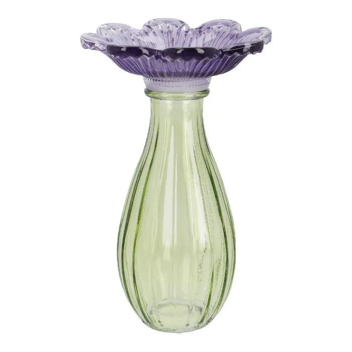 Vase Blütenform, lila/grün, 17 cm