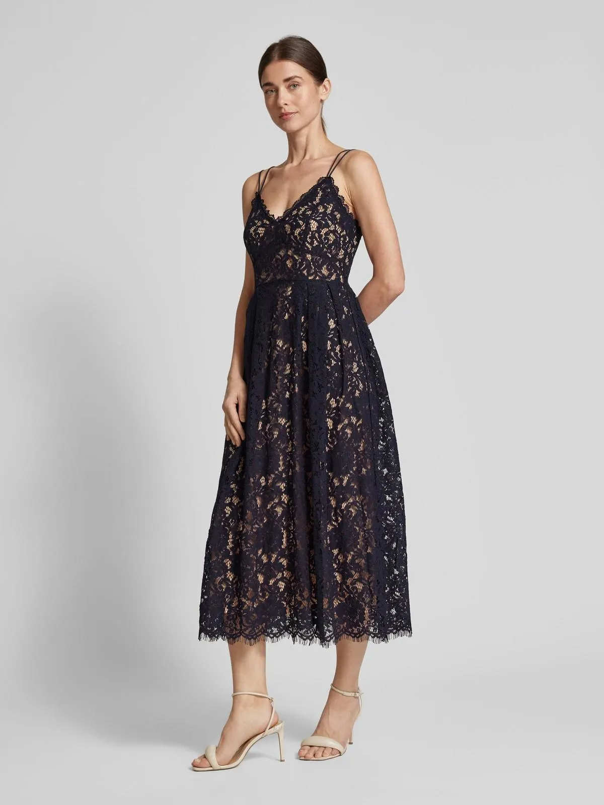 Cocktailkleid mit Ausbrenner-Effekt in marine melange