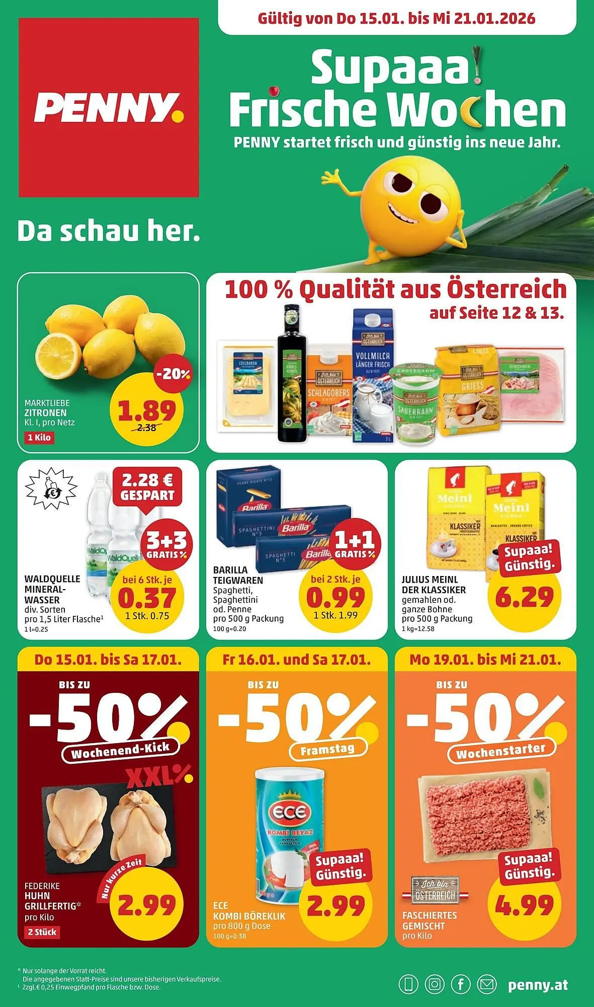 PENNY Flugblatt von 15. Jänner bis 21. Jänner 2026 - Flugblätt seite  1