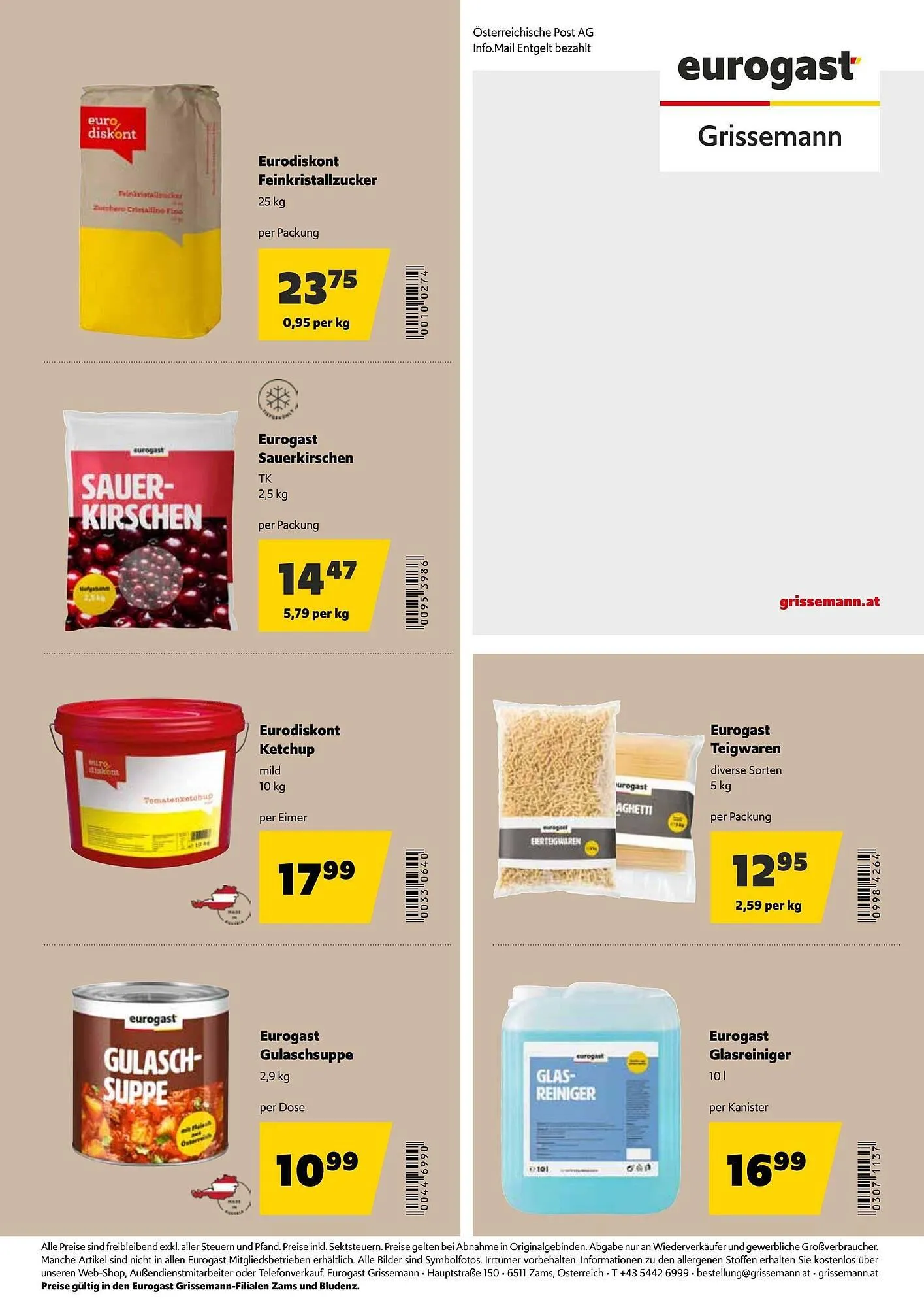Eurogast Grissemann Flugblatt von 27. Jänner bis 8. Februar 2025 - Flugblätt seite 28