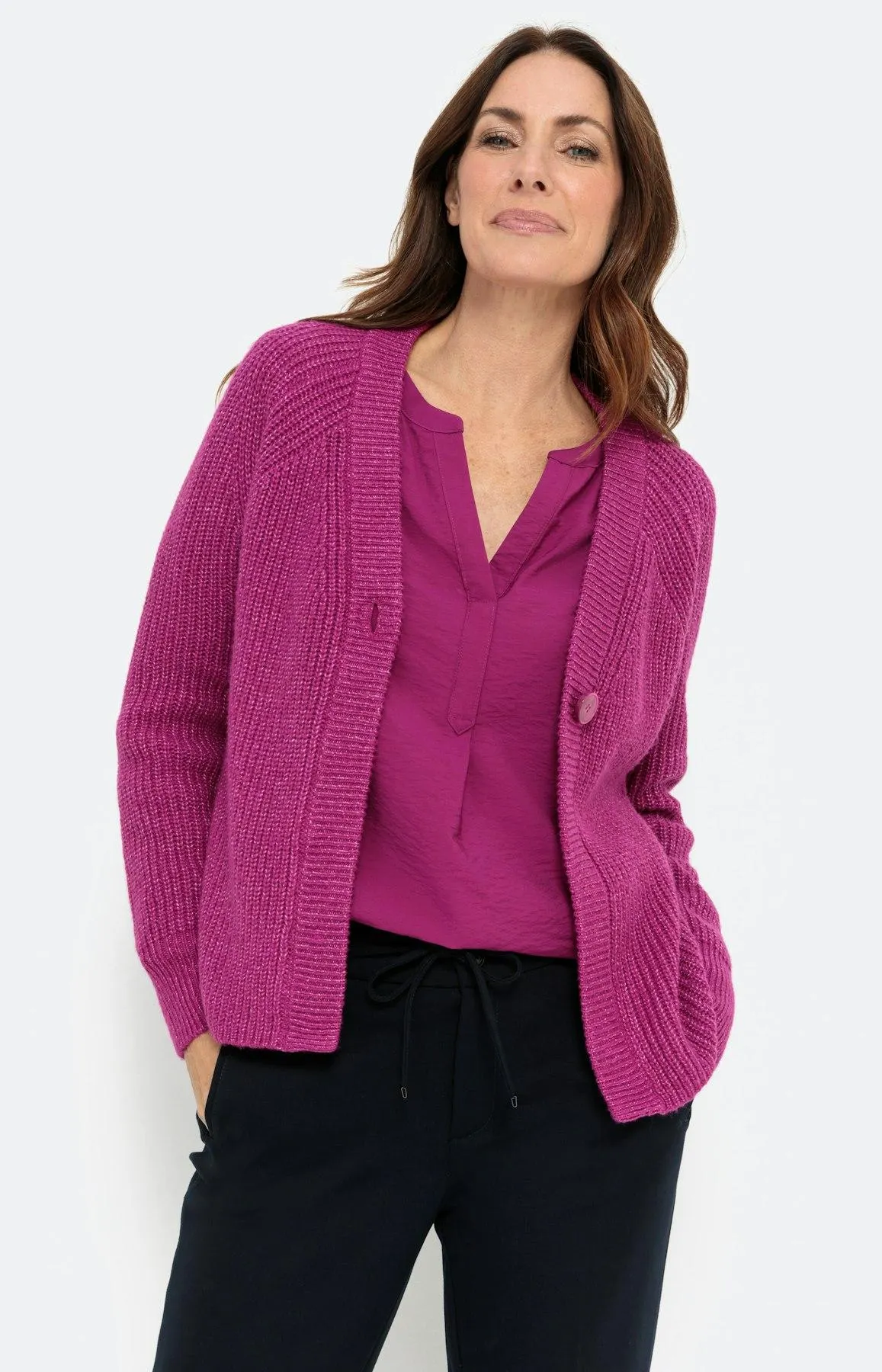 Strickjacke mit Ripp-Details