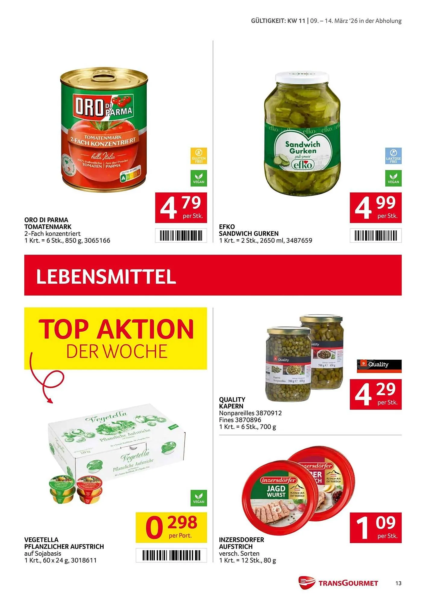 Transgourmet Flugblatt von 9. März bis 14. März 2026 - Flugblätt seite  13