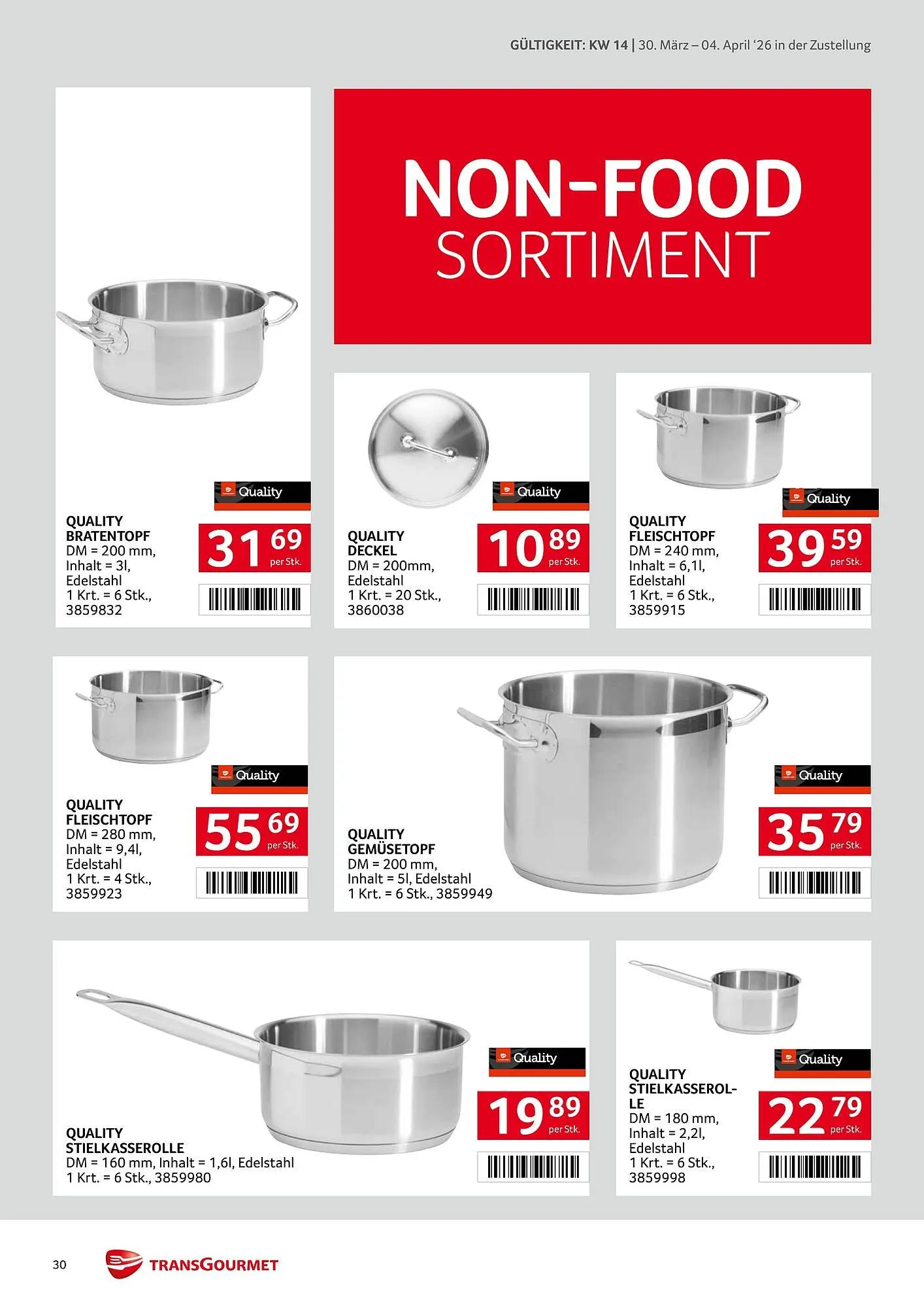 Transgourmet Flugblatt von 30. März bis 4. April 2026 - Flugblätt seite  30