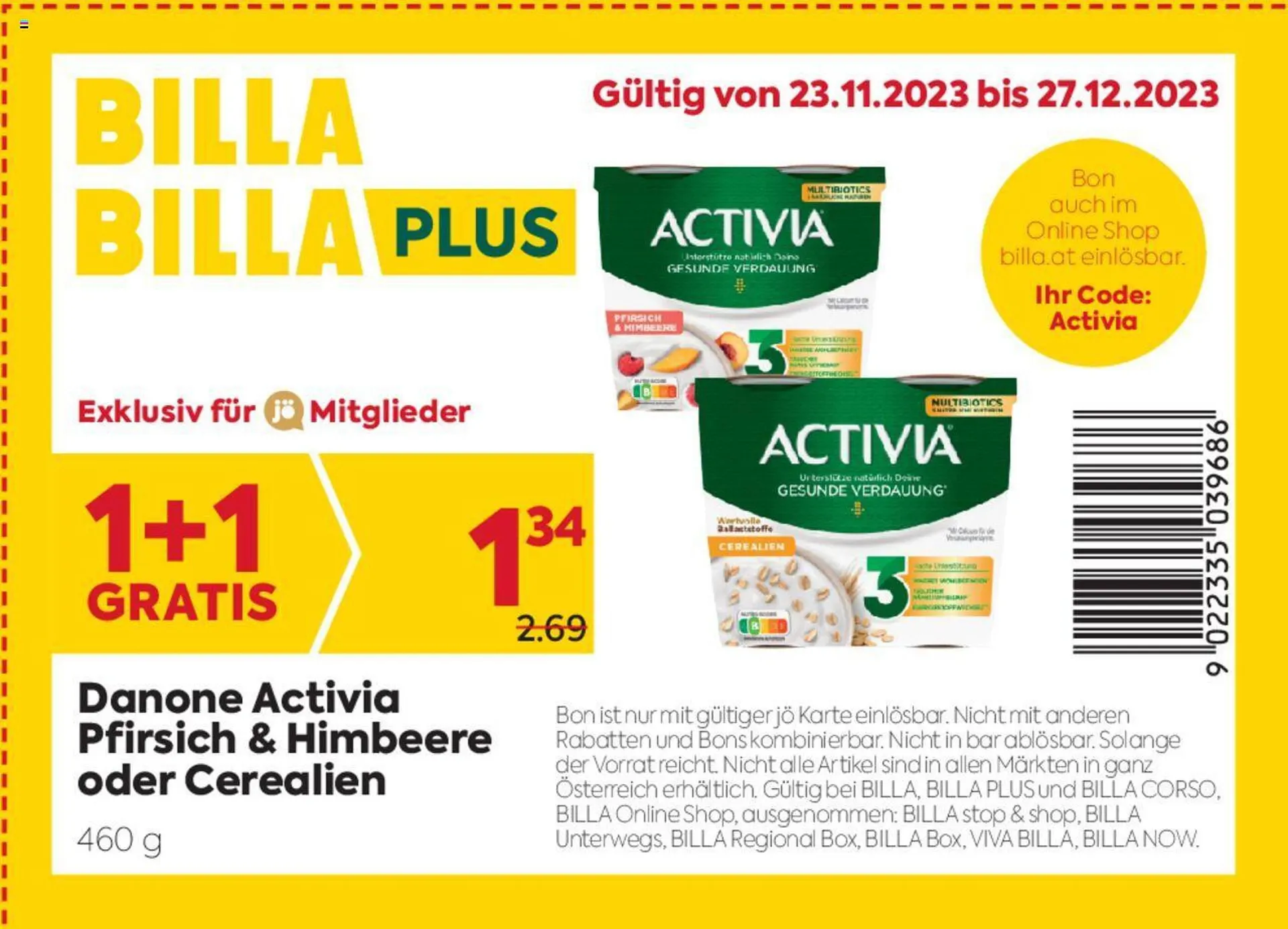 Billa Flugblatt von 23. November bis 27. Dezember 2023 - Flugblätt seite  1