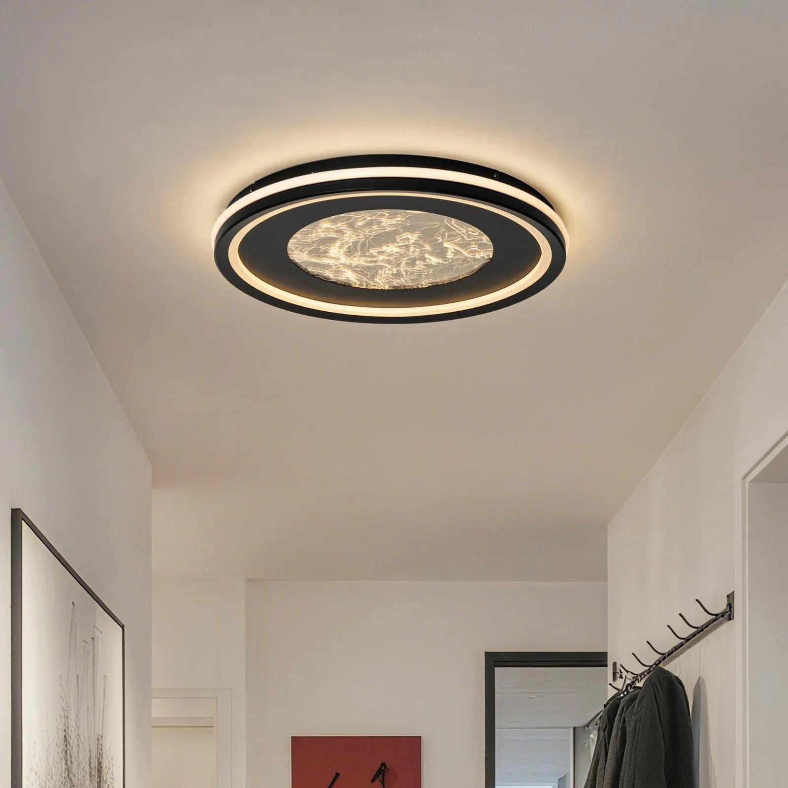 Lucande LED-Deckenlampe Tillian, schwarz/gold, 50cm, dimmbar