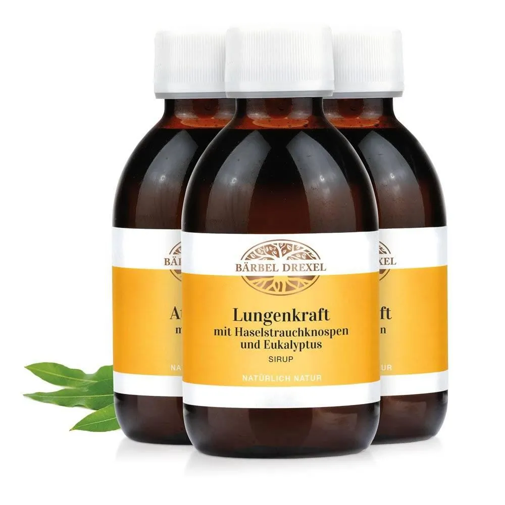 Lungenkraft mit Haselstrauchknospen und Eukalyptus Sirup
