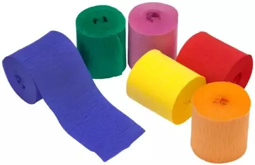 Krepp-Bänder, Grundfarben, 5 cm, 6x 10 m