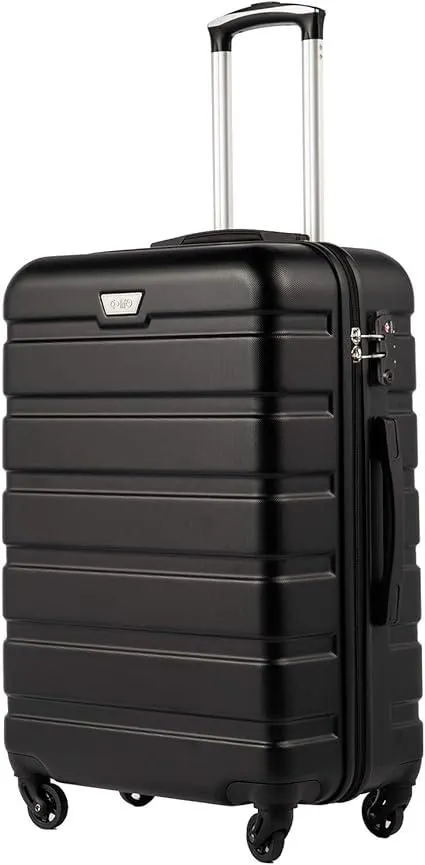 COOLIFE Hartschalen-Koffer Trolley Rollkoffer Reisekoffer ardschale Boardcase Handgepäck mit TSA-Schloss und 4 Rollen (Mondnacht schwarz, Großer Koffer)