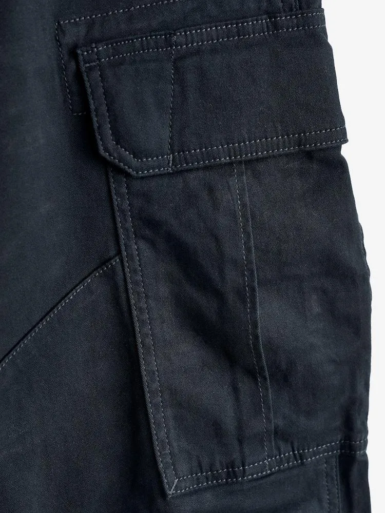 Marineblau/blau - Schmale Passform - Cargo-Hose aus Baumwollstretch,